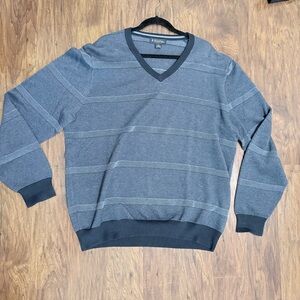 Brooks Brothers Blue Stripe V-Neck Sweater